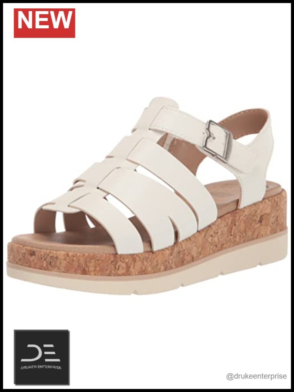 Faux Leather Strappy Gladiator Wedge Sandals with Buckle, 2 Inch Heel